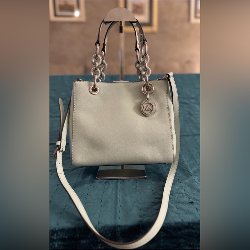 Michael Kors Light mint green Leather Shoulder Bag with Chain Handles